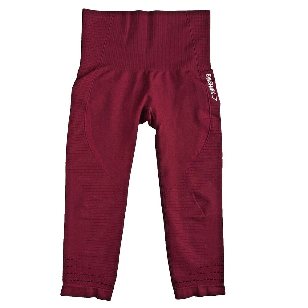 Gymshark Womens Leggings Small Cranberry High Waisted Cropped Workout Activewear